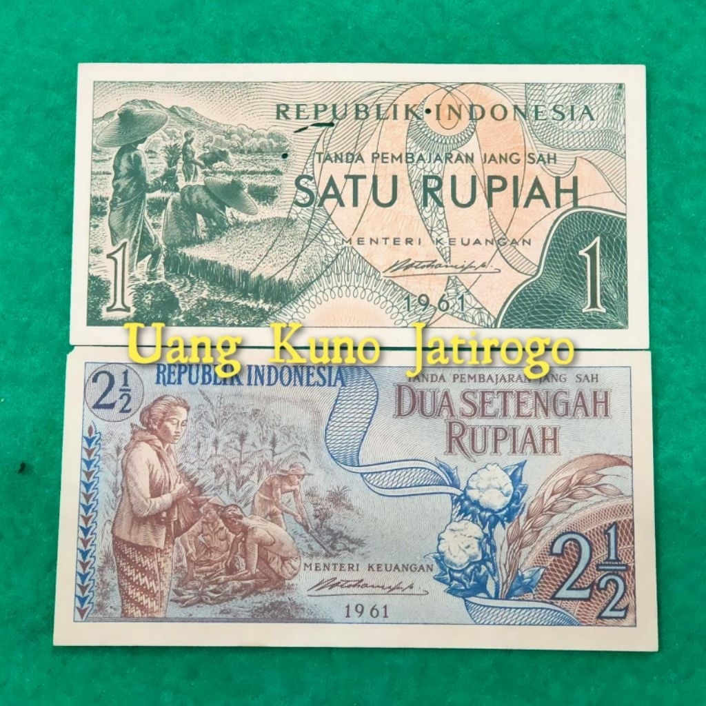 Set Pekerja Uang Kuno 1 dan 2,5 Rupiah Tahun 1961