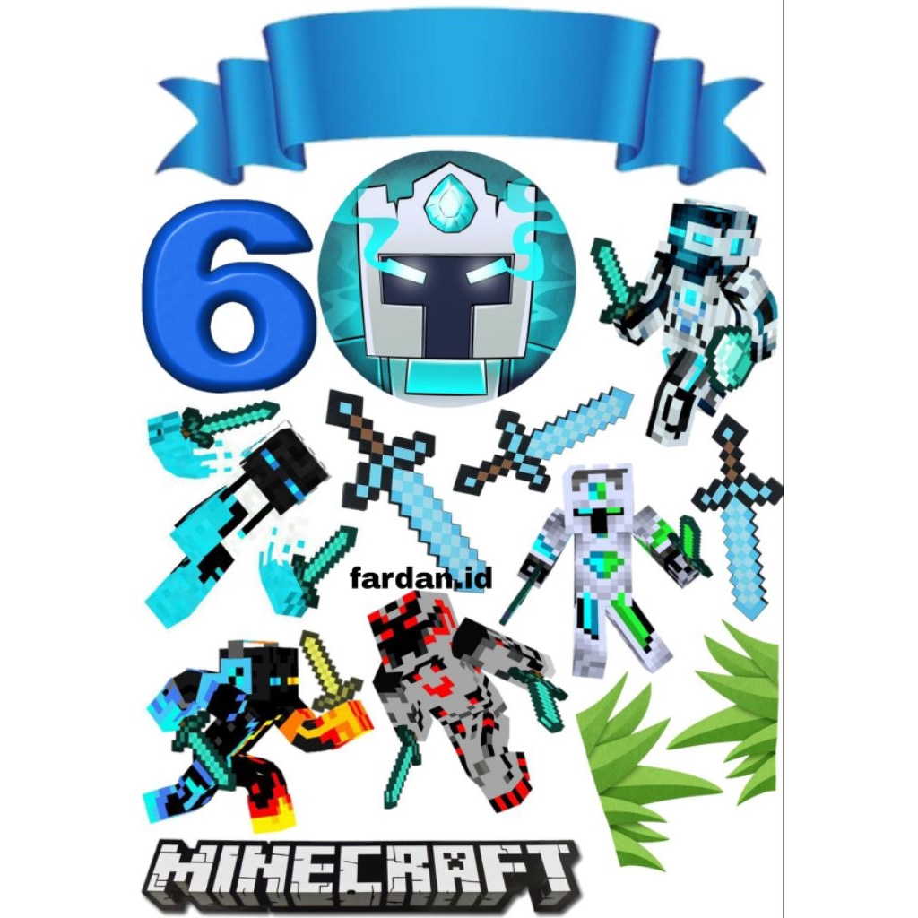 TOPPER MINECRAFT FROST DIAMOND TERBARU/TOPPER KUE ULANG TEMA MINECRAFT FROST DIAMOND/TOPPER CAKE MIN