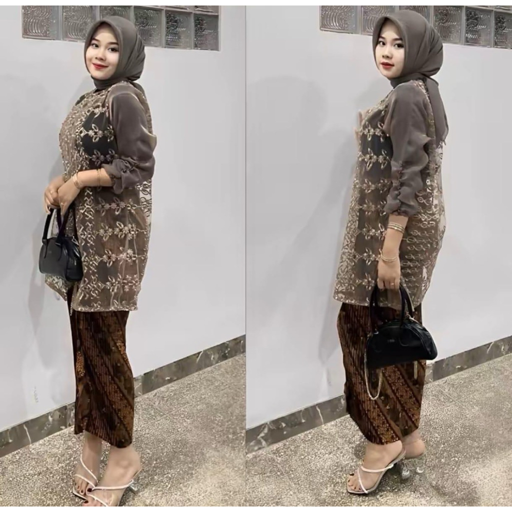 Kayra Tunik Brokat Mix Organza Satin/ Tunik Kondangan/ Tunik Wisuda