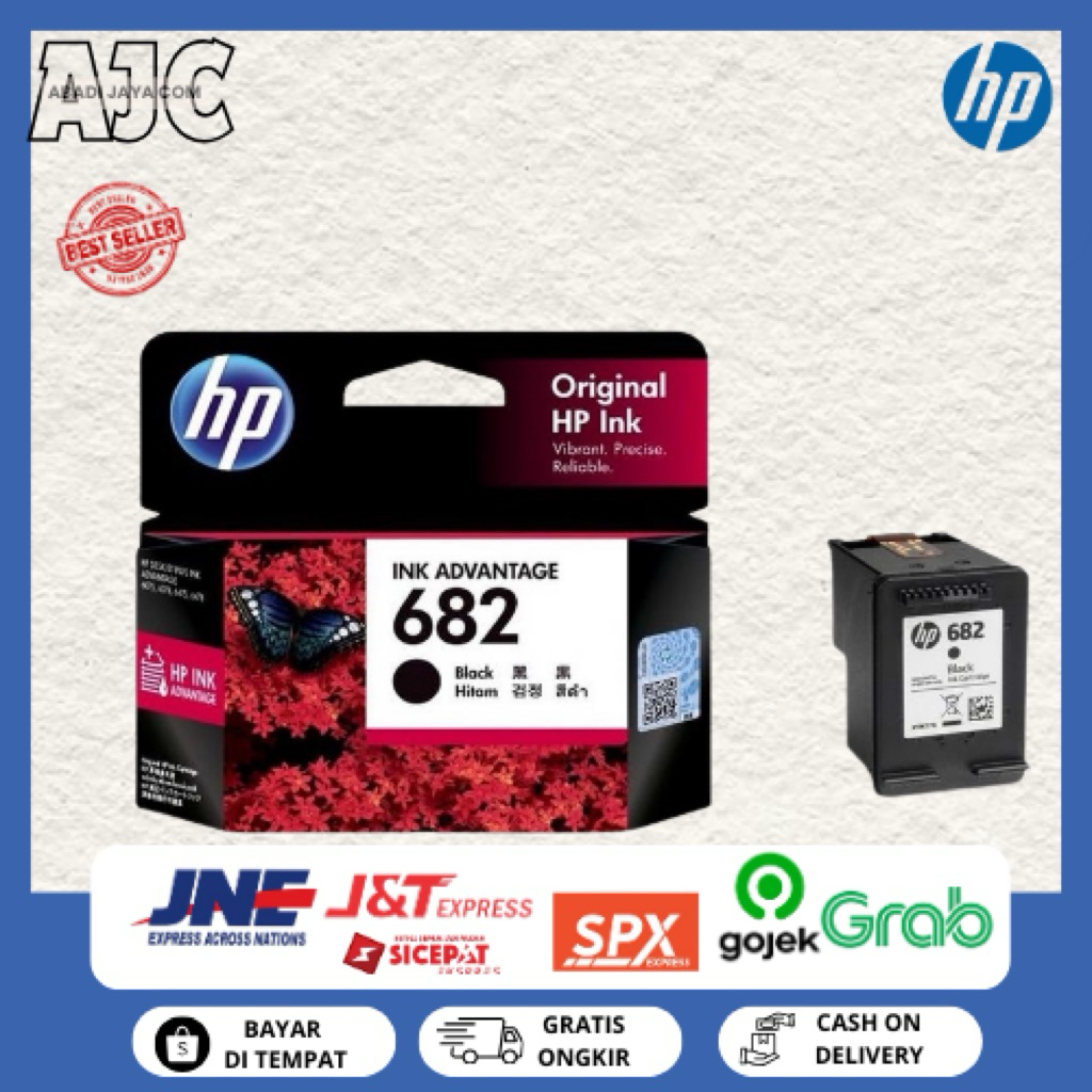Tinta Printer HP Original 682 Black for Printer hp Deksjet 6000,6400,1216