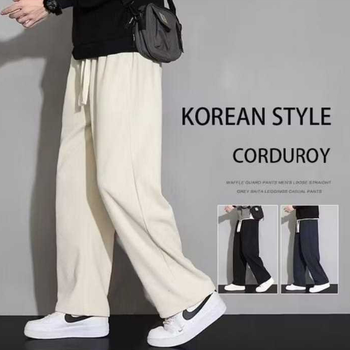 celana korduroy pria corduroy pants pria celana oversize pria wide leg korean style