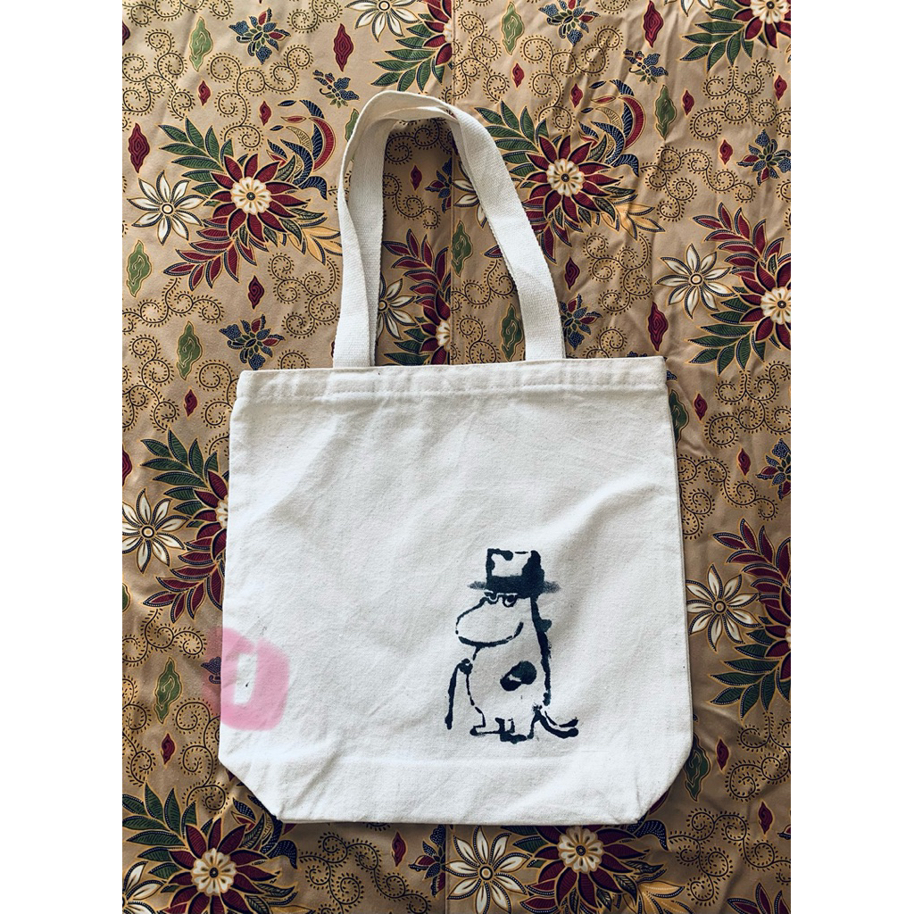 Moomin tote bag painting tas lukis tas kanvas