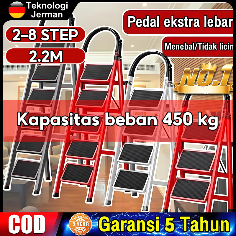 Tangga berlapis bubuk premium Kaki karet elastis Tangga lipat aluminium tangga lipat aluminium tangg