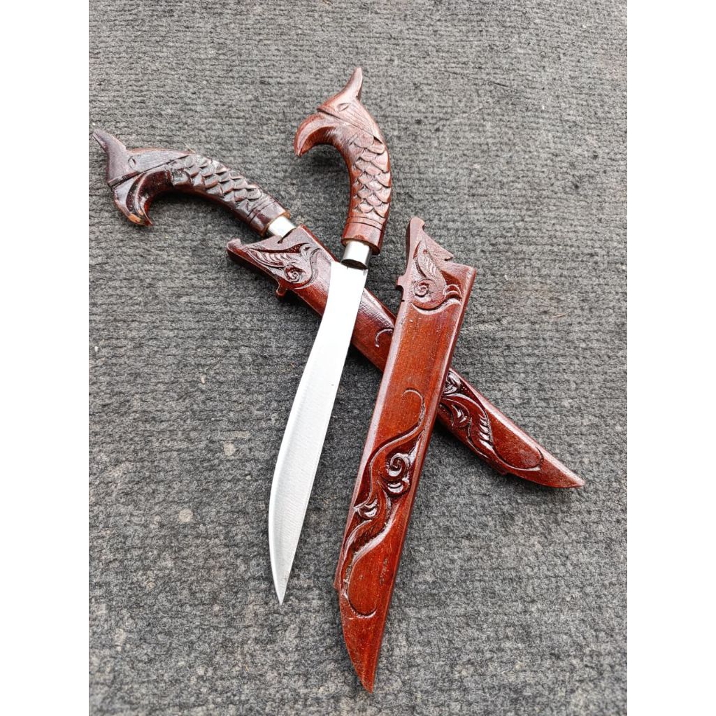 Pisau Dapur Mini Baja Strip Kayu Ukir Mutu - Tajam, Serbaguna, Elegan