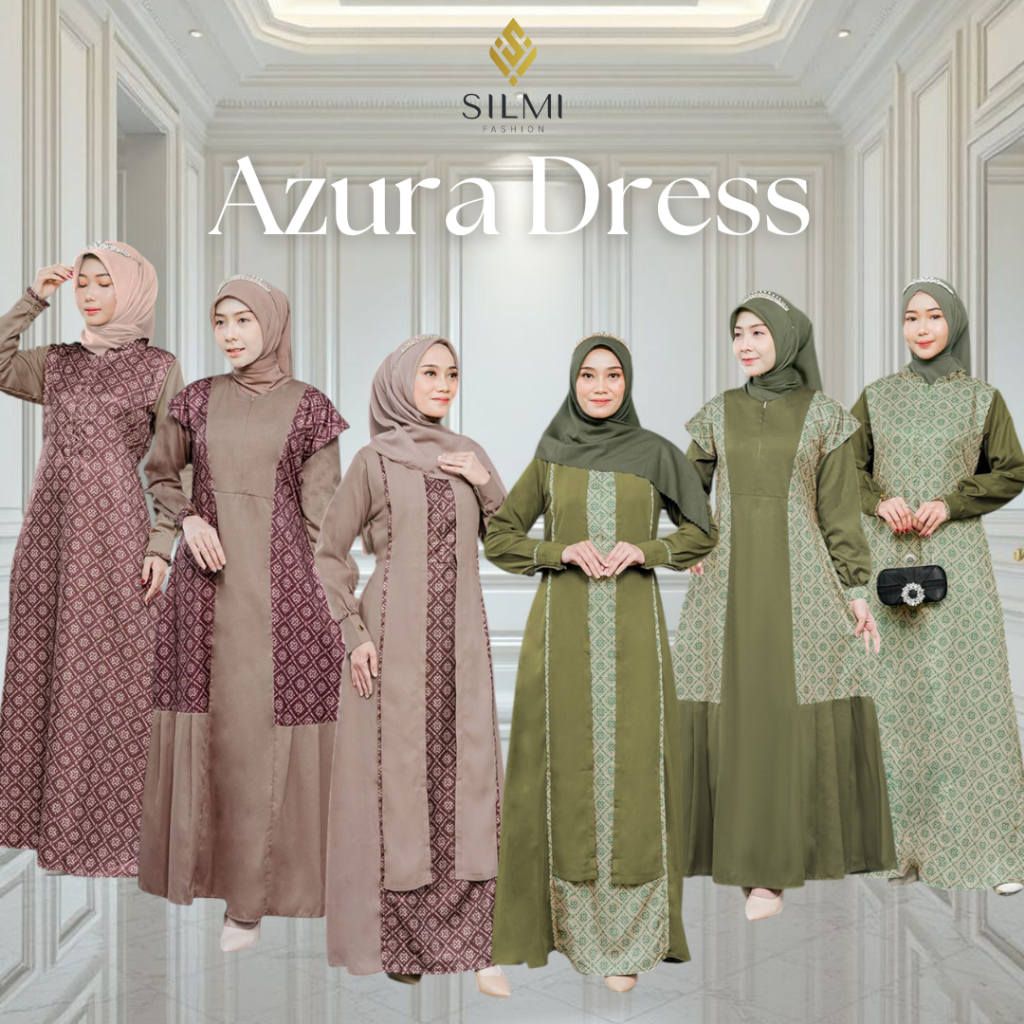 BAJU BUSANA MUSLIM GAMIS DRESS WANITA DEWASA REMAJA TERBARU MOTIF BATIK WARNA HIJAU ARMY EMRALD COKS
