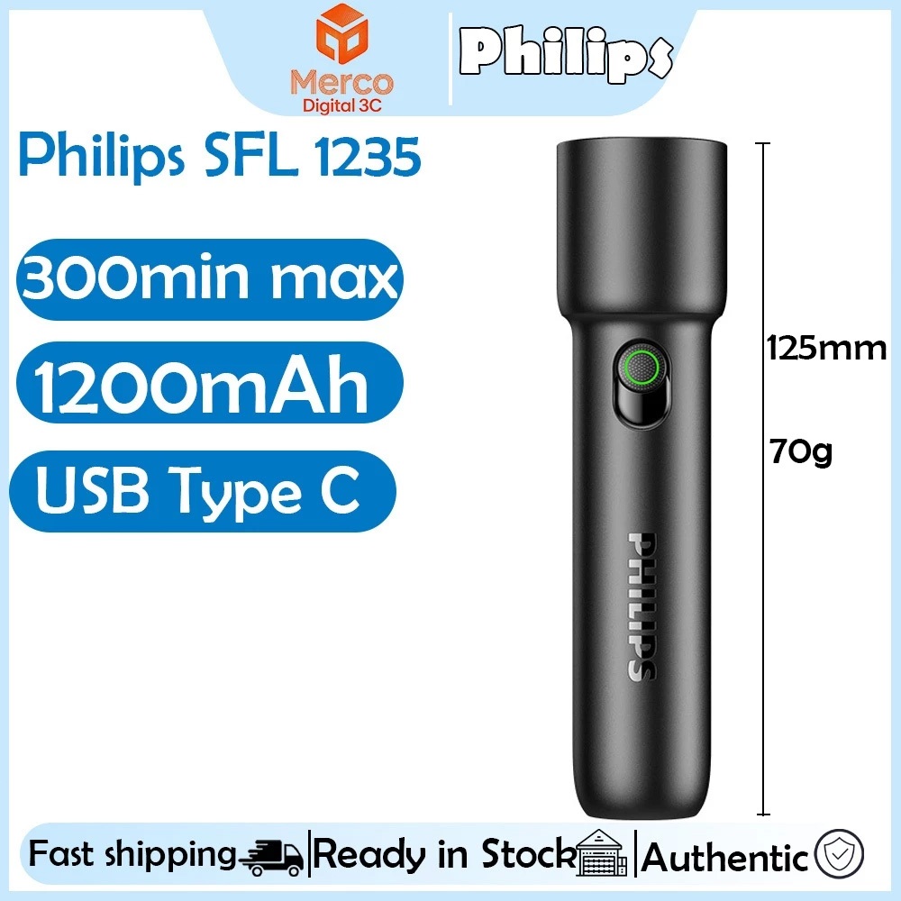Philips SFL1235 EDC Senter LED Mini Flashlight / Flashlight Rechargeable Senter Mini / Isi Ulang unt