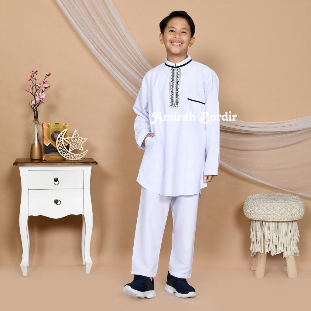 Koko Kurta Anak Putih Lengan Panjang Baju Koko Anak Putih Muslim Anak Nyaman & Elegant