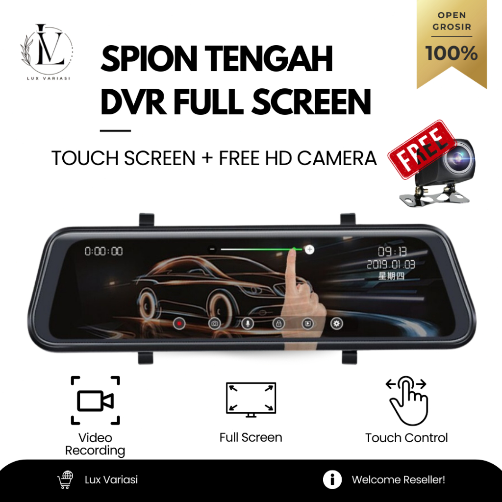 Spion Tengah Mobil DVR HD Full Screen 1080P Layar Sentuh