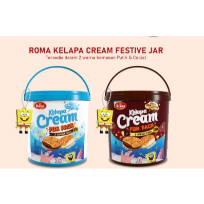 Roma Kelapa Cream Chocolate Vanilla Fun Pack Kemasan Jar 297.5g Biskuit Roma Kelapa Coklat Vanilla