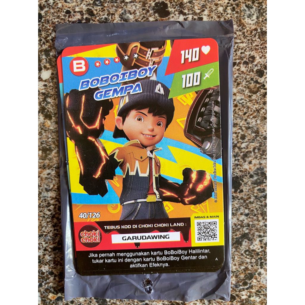 Kartu Choki choki biboiboy card non hologram boboiboy gempa