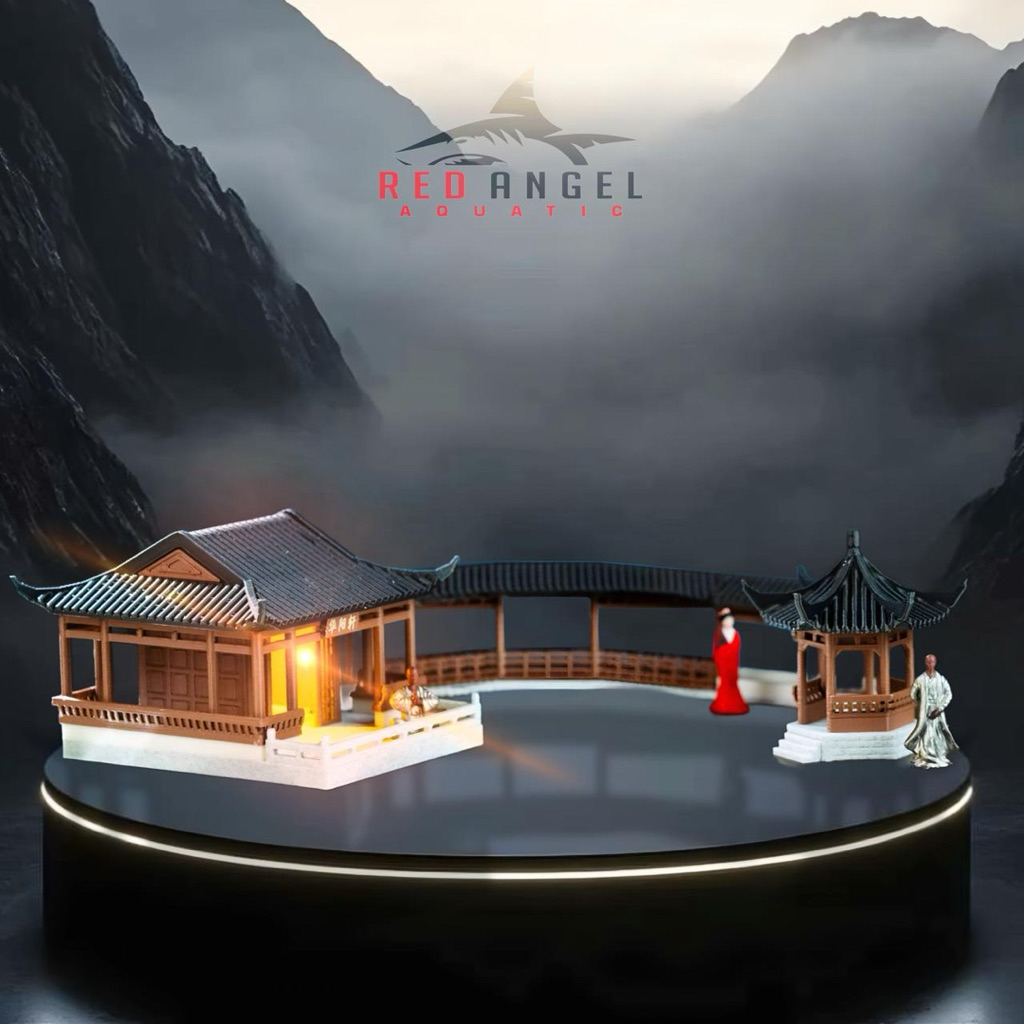 miniatur 3 pcs set rumah koridor kuil super realistic hiasan aquarium paludarium diorama