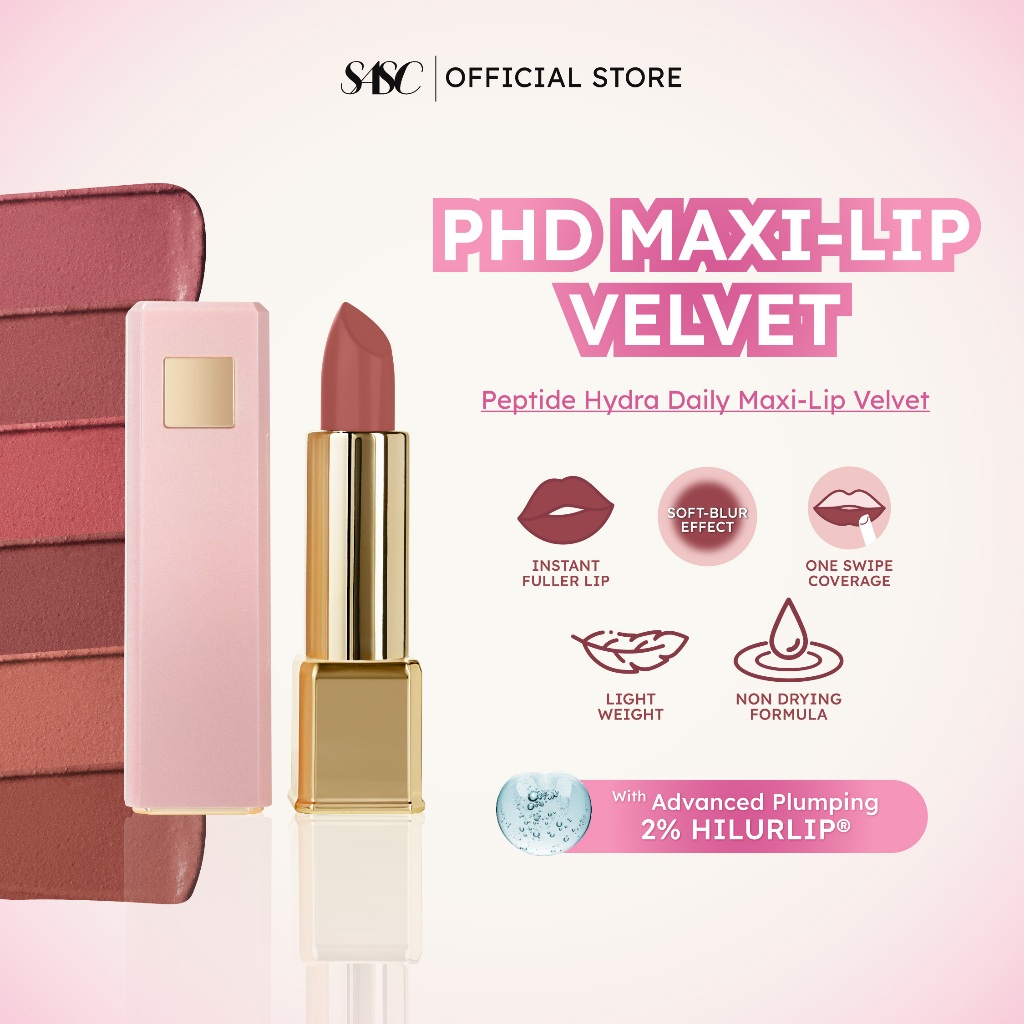 SASC P.H.D Maxi-Lip Velvet Lipstick Plump Effect - Teddy Bare (Cool to Dark Undertone)