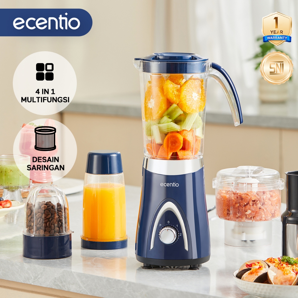 [4 in 1] ecentio Chopper Blender 1000ml+500ml+500ml+300ml juicer blender Bumbu Alat 304 stainless st