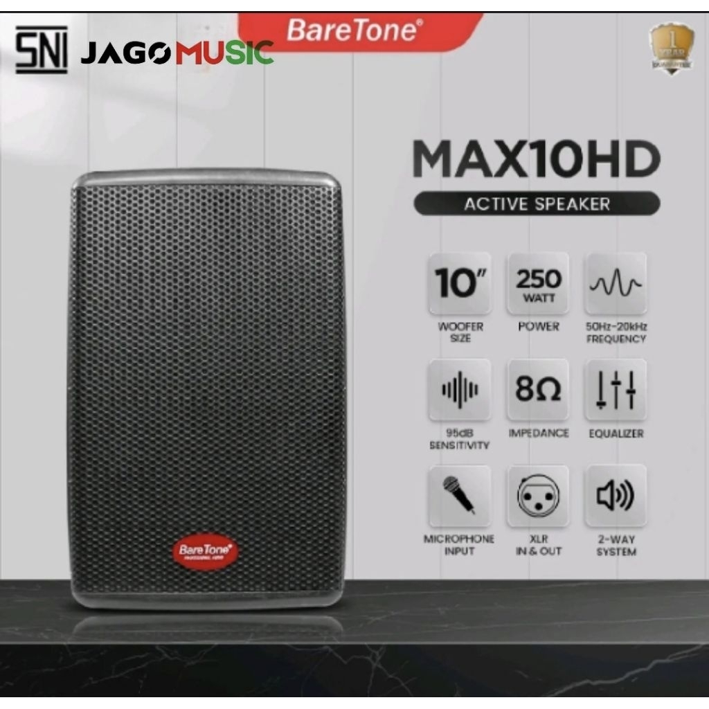 Baretone Speaker Aktif MAX10HD 10inch Speaker Baretone MAX 10HD 1set