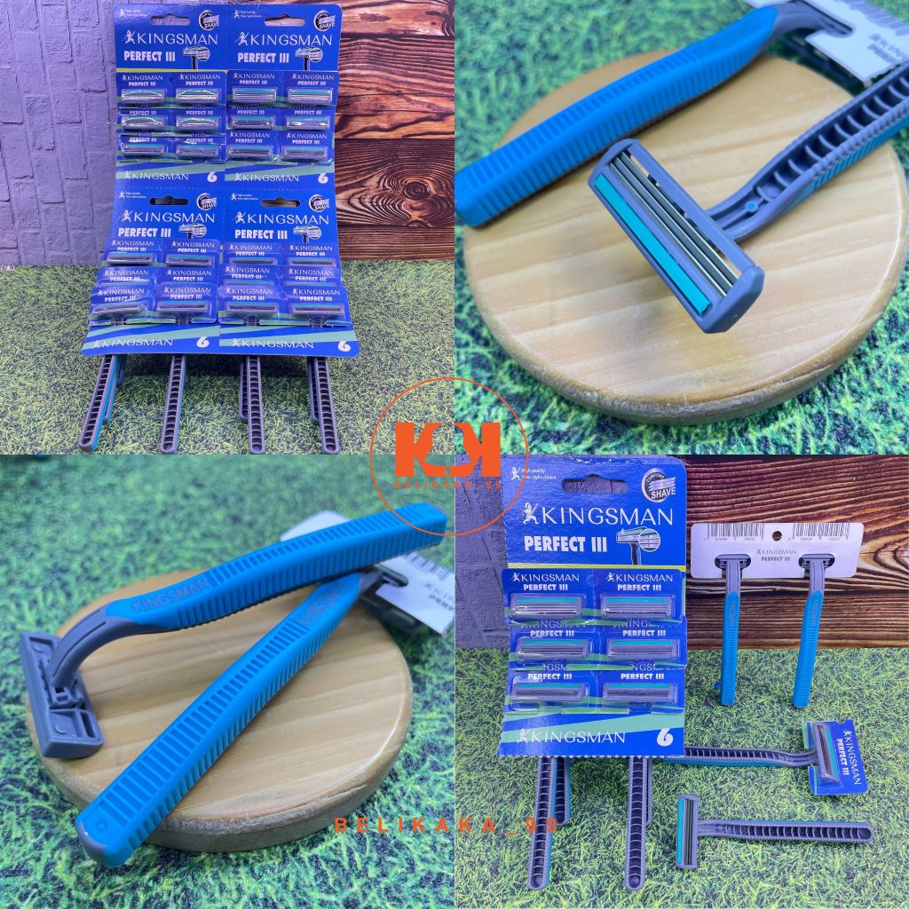 ALAT PISAU CUKUR JENGGOT KUMIS BIRU 3 MATA PISAU MEREK KINGSMAN PERFECT III MATA PISAU
