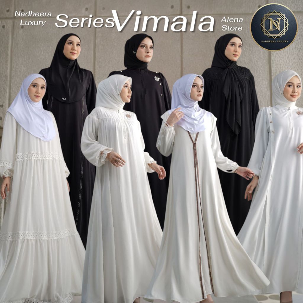 READY Vimala Dress series ORI Nadheera Luxury dress gamis hitam putih