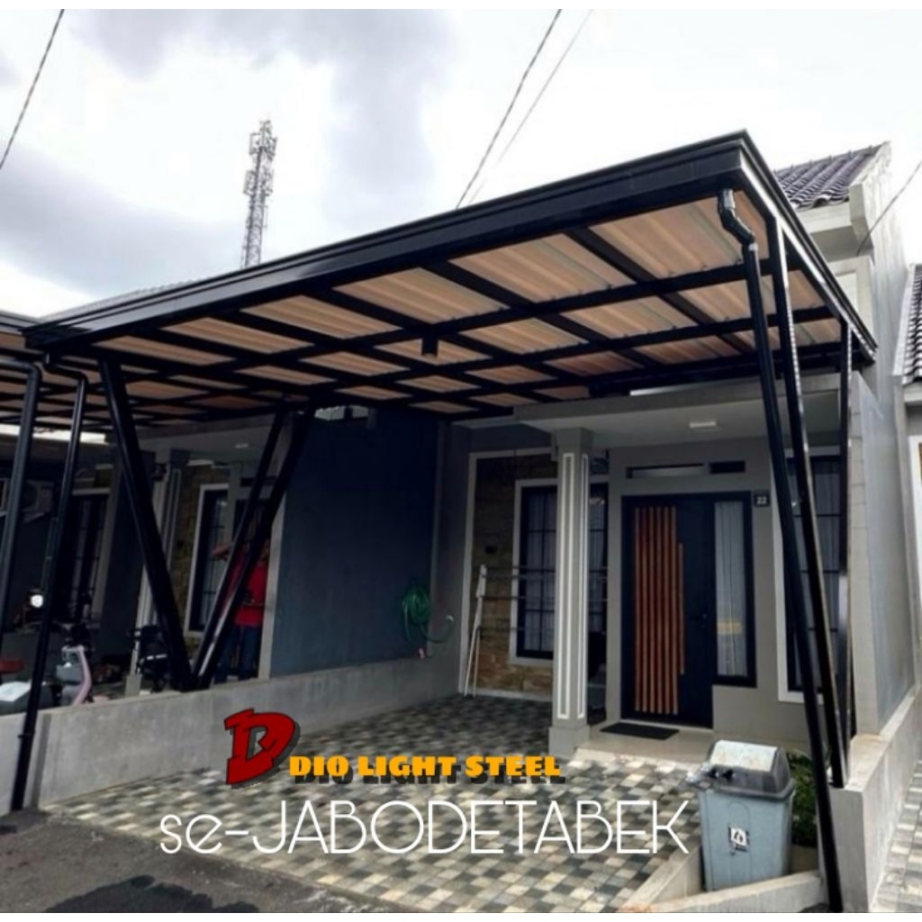 Dio Light Steel Kanopi se-jabodetabek Kanopi alderon rs rangka hollow 4x8 4x6 besi baja 1.2mm minima