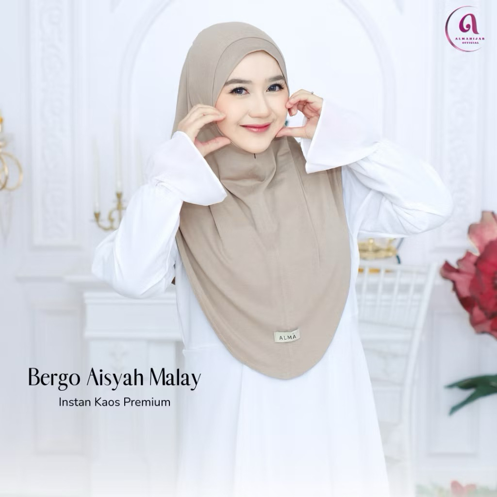 ALMA - Hijab Instan Kaos Rayon Bergo Aisyah Premium // Kerudung instan kaos Aisyah Malay Rayon Coolt