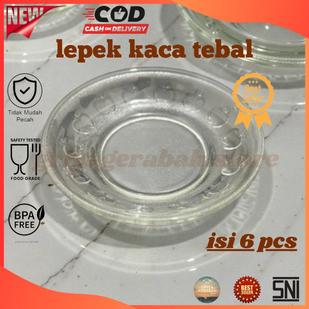 Lepek Gelas isi 6 pcs/Lepek KacaLepek ApelLepek Cangkir Kopi/Lepek Kaca Motif Apel isi 6 Pcs