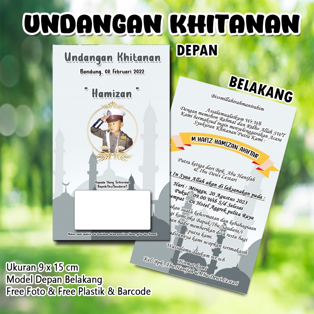 Undangan Khitan Kecil Custom Nama dan Foto Undangan Sunat UKB 03