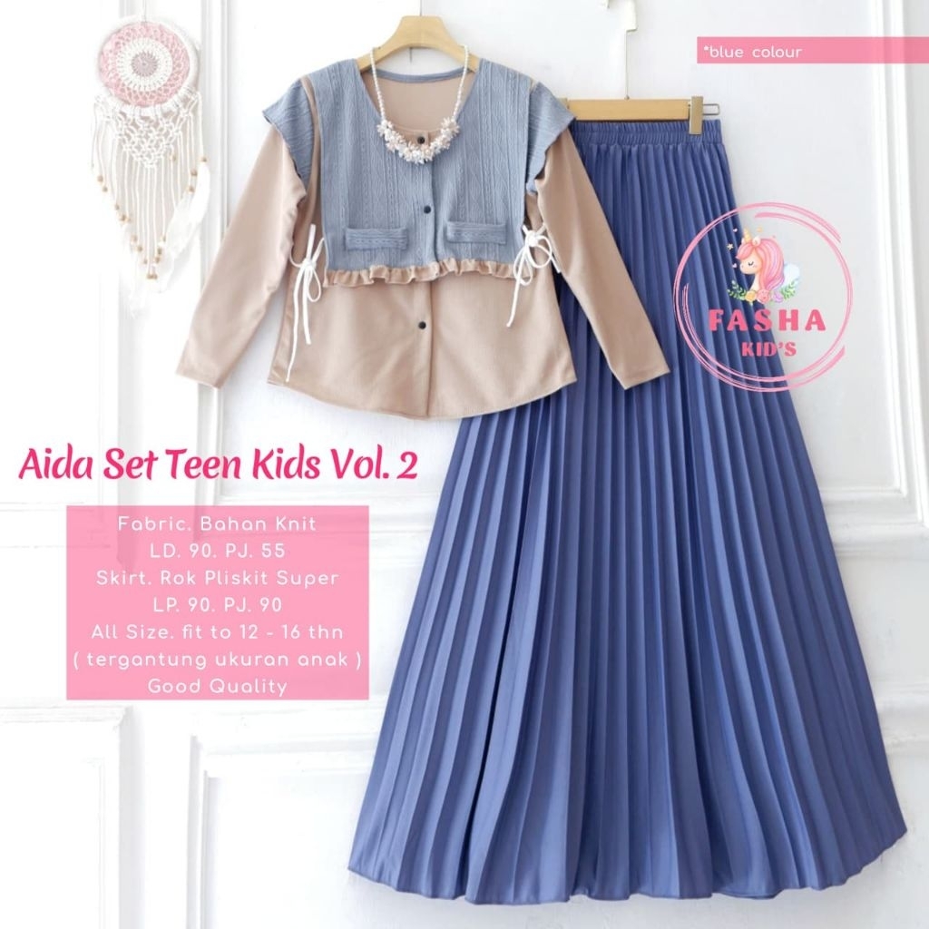 aida set rok anak remaja tanggung usia 12-16th ld90 by fasha. - setelan rok anak remaja tanggung