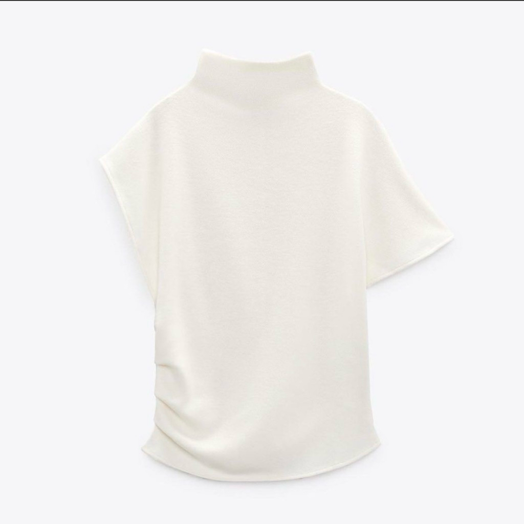 Zara 100% Ori | Zara Soft Draped Top Broken White | Top Rajut Zara | Baju Kantor Zara Rajut | Rajut 
