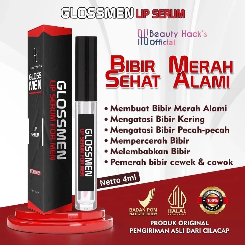 Lip Serum Bibir GLOSSMEN Mencerahkan Bibir Hitam Menjadi Merah Permanen Pemerah Bibir Pria Wanita Pe