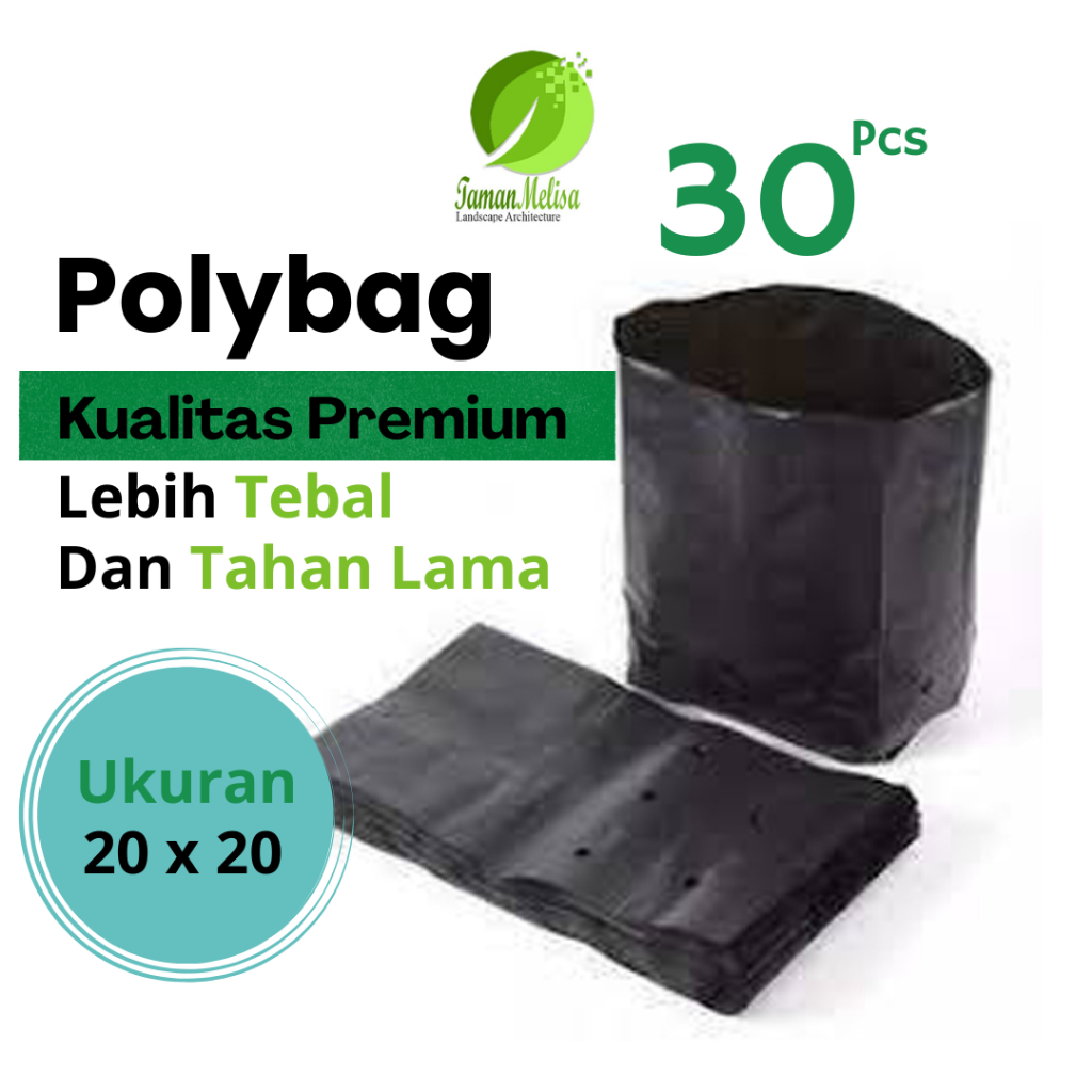 Polybag Tanaman 20x20 cm Isi 30 Pcs | Polybag Hitam Tebal Kuat | Kantong Tanam Bibit