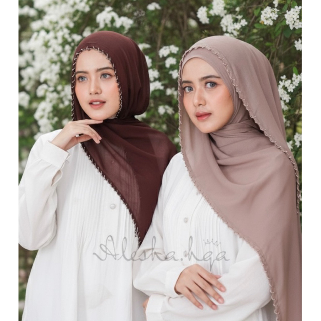 Hijab Jilbab Pashmina Viscose Modal Payet Glow Raya Payet Premium with Box Design Payet By Alesha.hq