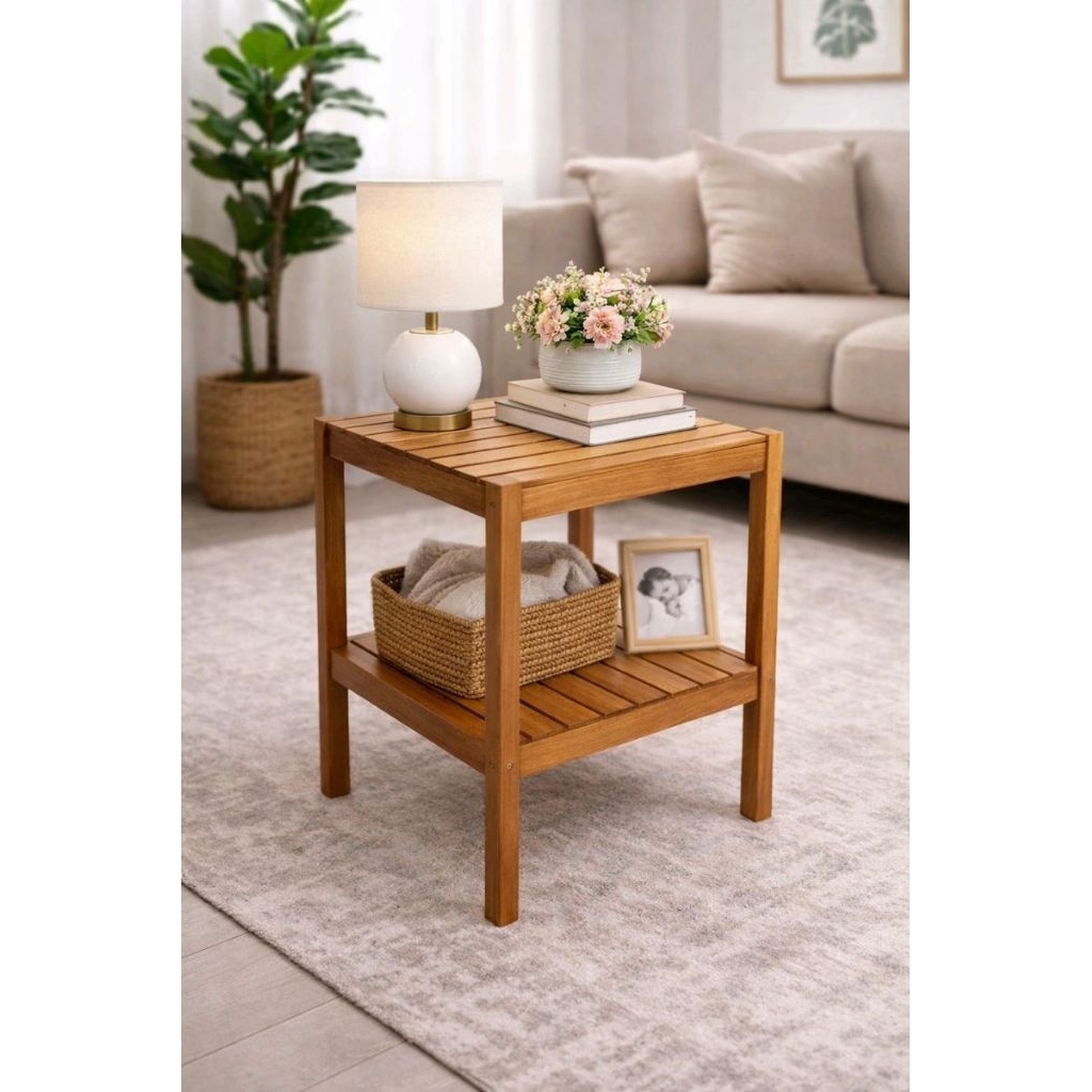 Oana wooden shelf 2 tingkat rak kayu rak serbaguna rak display rak kamar mandi rak murah Wooden Shel