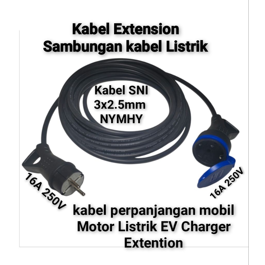 Kabel Extension Sambungan Kabel Listrik Kabel Srambut 3x2.5mm 1 3 4 5 10 15 20 25 30 40 50 Meter Sto