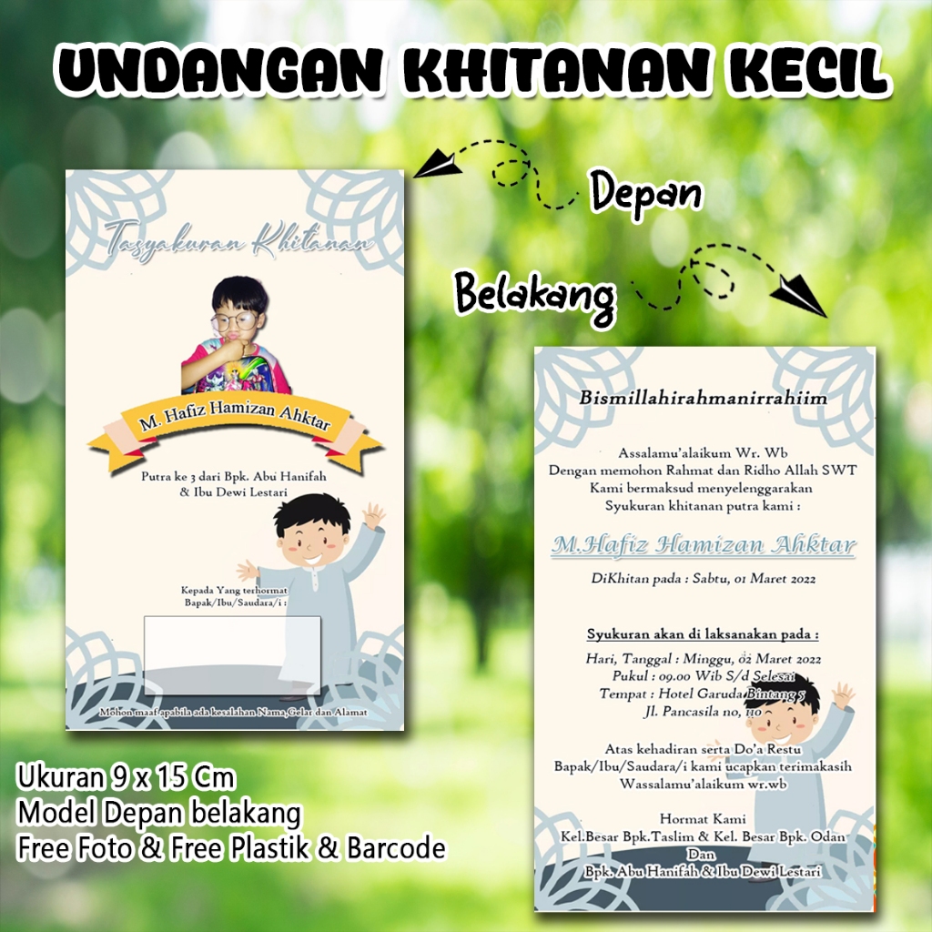 Undangan Khitan Kecil Custom Nama dan Foto Undangan Sunat KK04