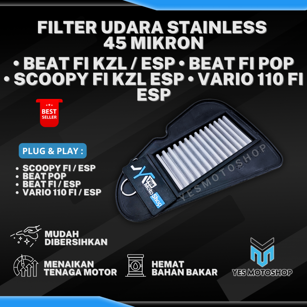 FILTER AIR FILTER UDARA STAINLESS VARIO 110 FI BEAT FI SCOOPY FI ESP