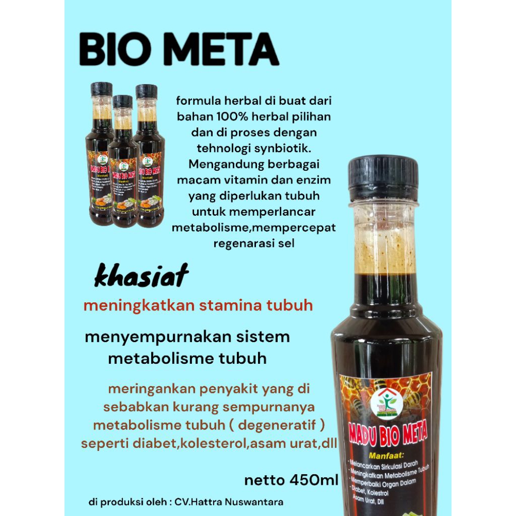 MADU BIO META 450ml nutrisi imunitas tubuh