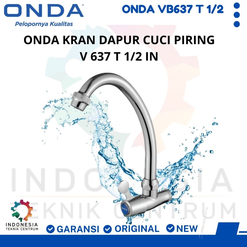 ONDA Kran Dapur Cuci Piring V 637 T 1/2 In Keran Air Cuci Piring Tembok Stainless Anti Bocor Keran D