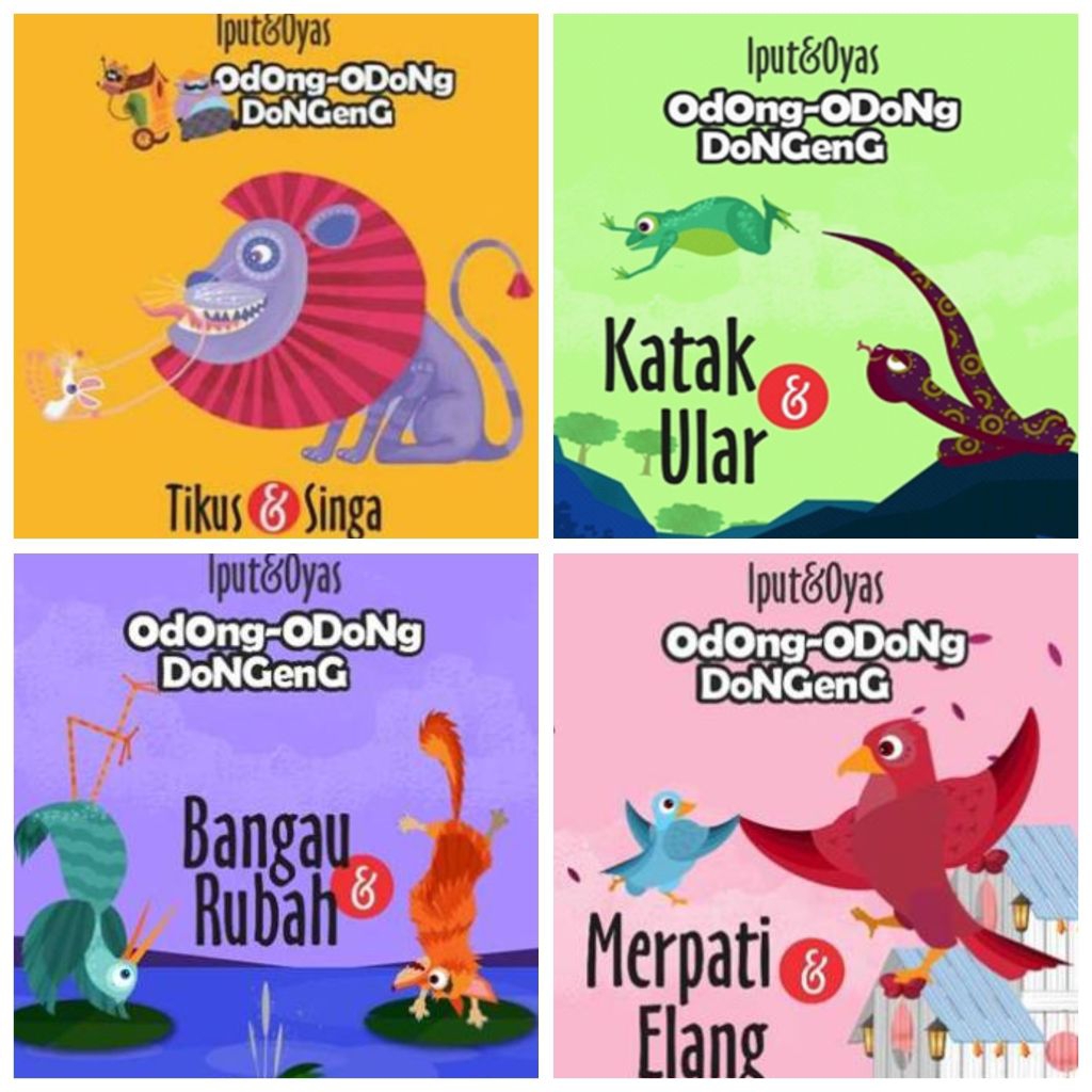 Boardbook Seri Odong-Odong Dongeng : Katak & Ular | Bangau & Rubah | Merpati & Elang | Tikus & Singa
