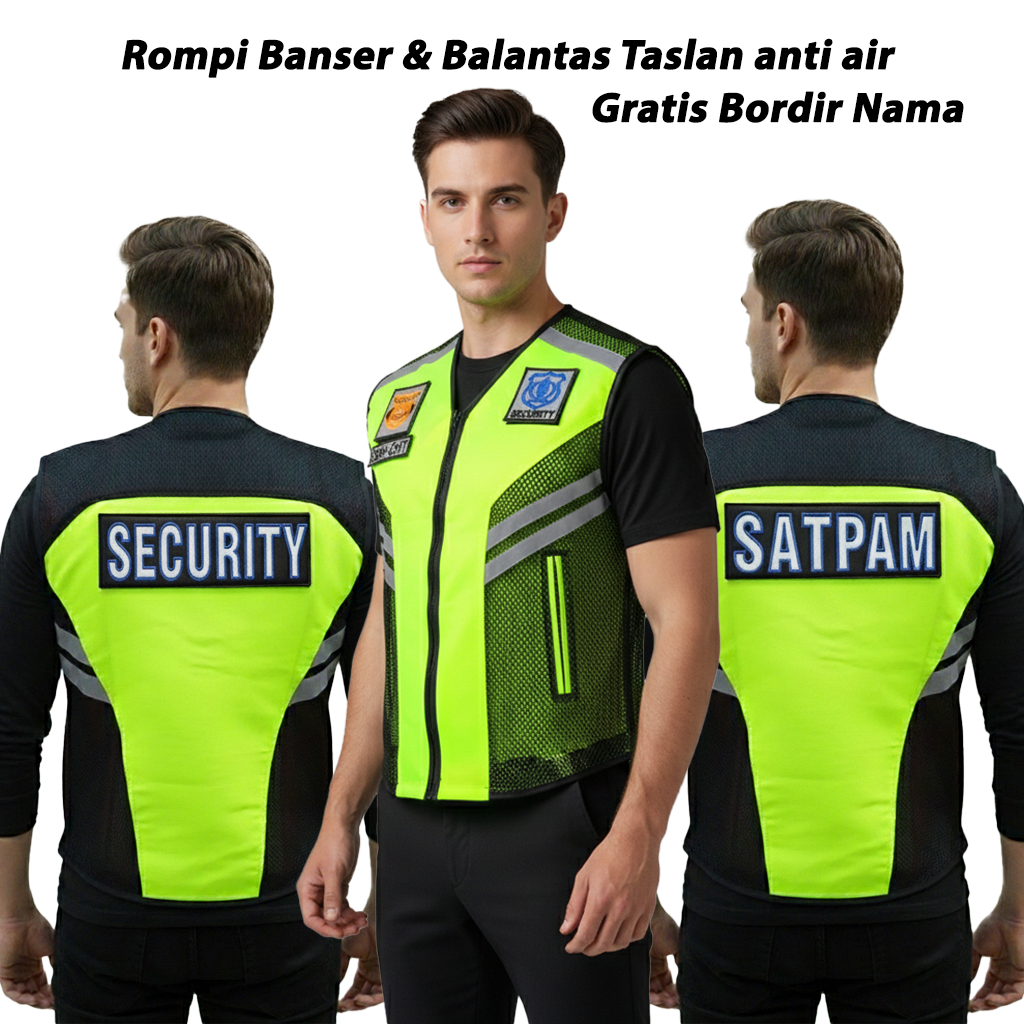 Gratis Bordir Nama - Rompi Security dan Rompi Satpam Bahan Taslan Premium Anti Air Terbaru