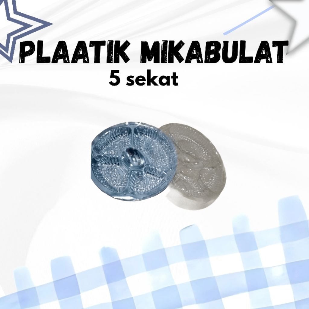 Wadah Mika Bulat Samir bulat bening Sekat 5/ Mika berkat satu pack /mika bulat tempat wakul hajatan 