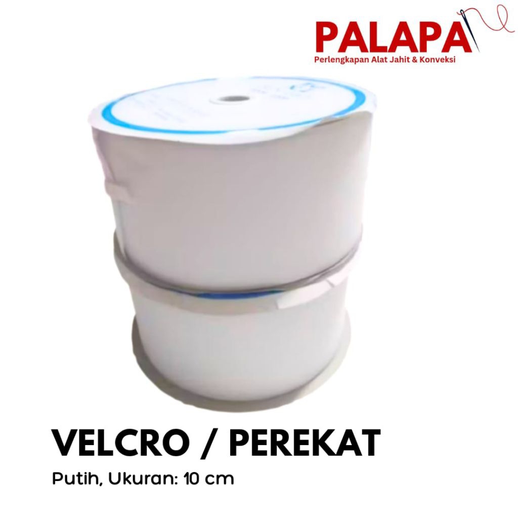 Velcro perekat 10cm warna putih 1 set (kasar dan halus)