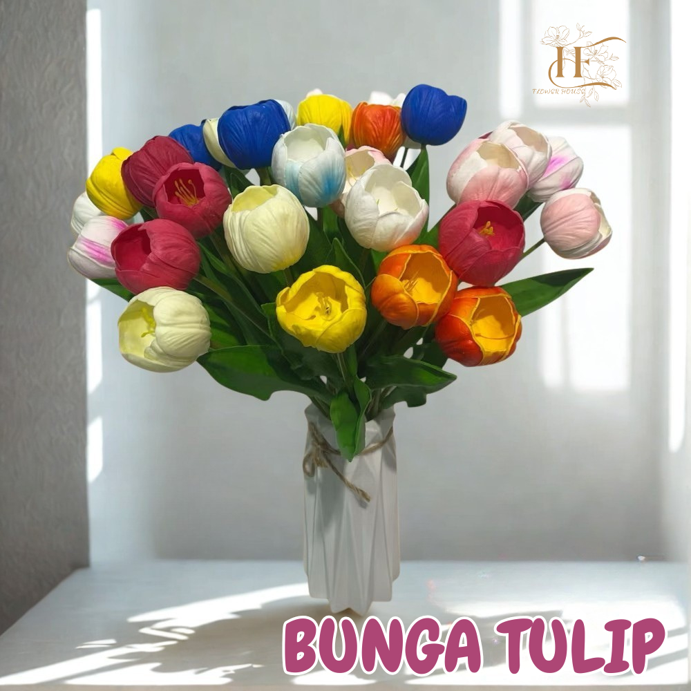 Bunga Tulip Latex Jumbo Palsu Plastik Bunga Hias Dekorasi Meja Unik Berkualitas CZ-169L