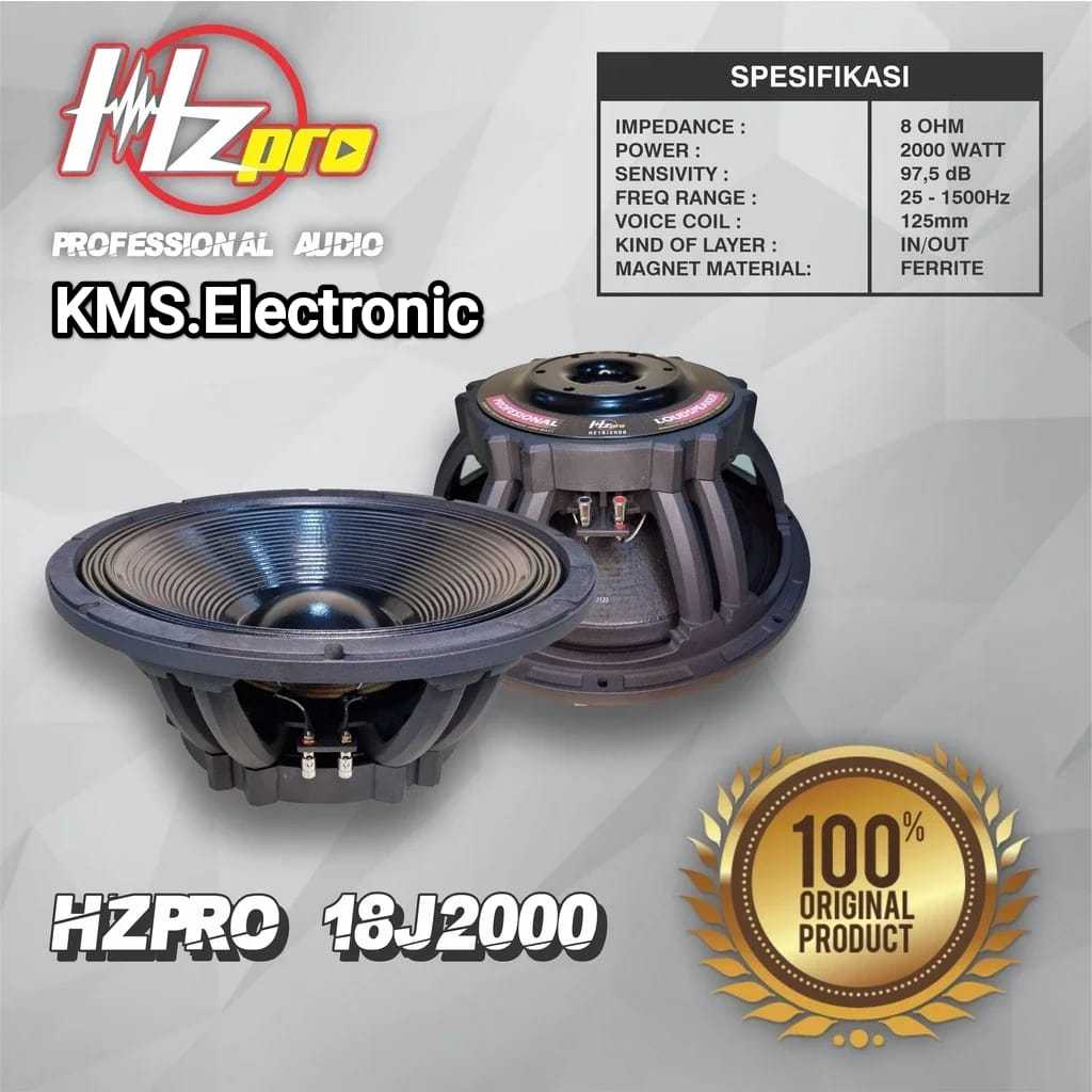 Speaker 18" Hz Pro Type 18J2000 Coil 5" Karakter Subwoofer 2000 Watt Original Clarity