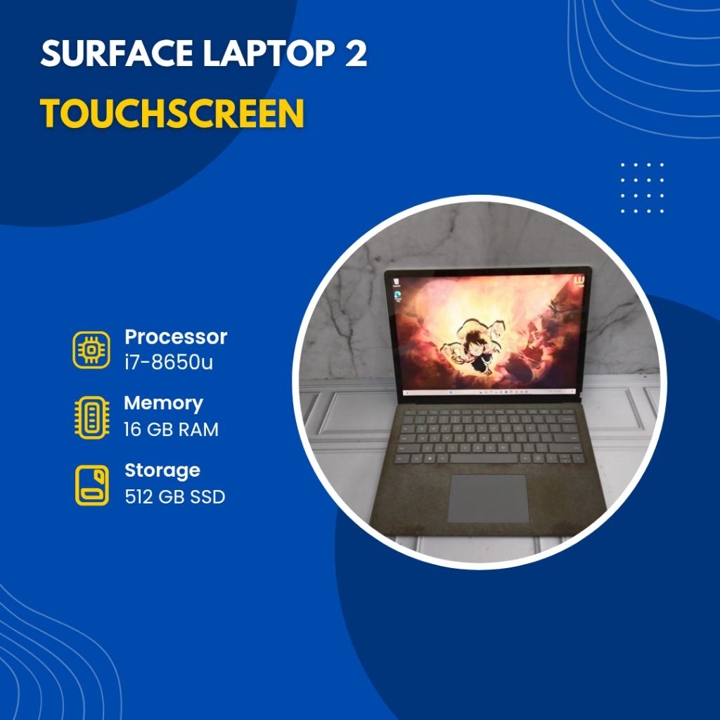 SURFACE LAPTOP 2 i7-8650U TOUCHSCREEN/ RAM 16GB/SSD 1TB NVME/RESOLUSI 2K