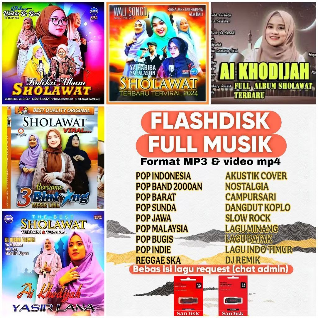 PROMO FLASH DISK FULL MP3 SHOLAWAT NABI TERPOPULER - FLASH DISK LAGU SHOLAWAT PENYEJUK HATI - USB LA