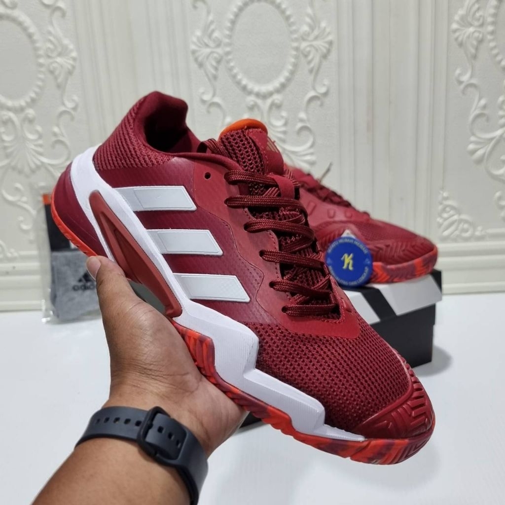 cuci gudang sepatu adidas tenis barricade 13 putih/hitam