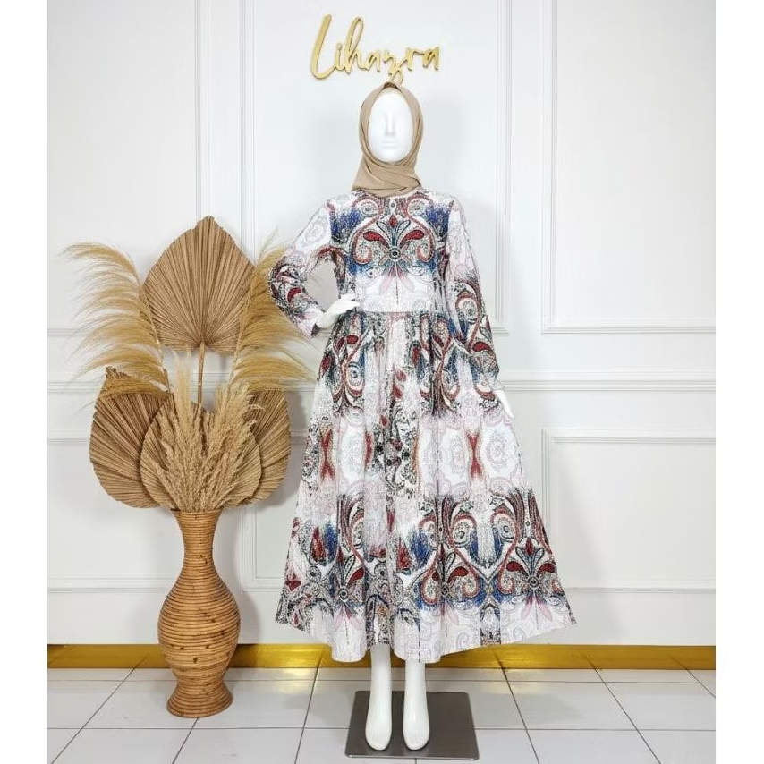 KODE MOTIF Lihazra Gamis Katun Printing Adem Gamis harian gamis lebaran