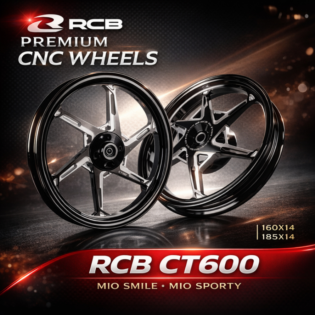 VELG RCB CT600 MIO SPORTY MIO SMILE MIO SOUL BLACK VELG CNC MIO RING 14 ORIGINAL RCB CT 600
