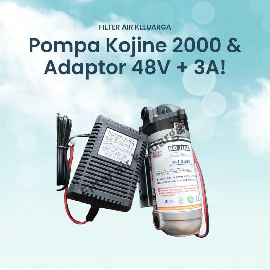 PAKET LENGKAP POMPA BOOSTER RO KO JINE KJ-2000 + ADAPTOR