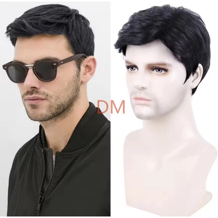 Wig Real Look/ Wig Pria Rambut Pendek Belahan Samping