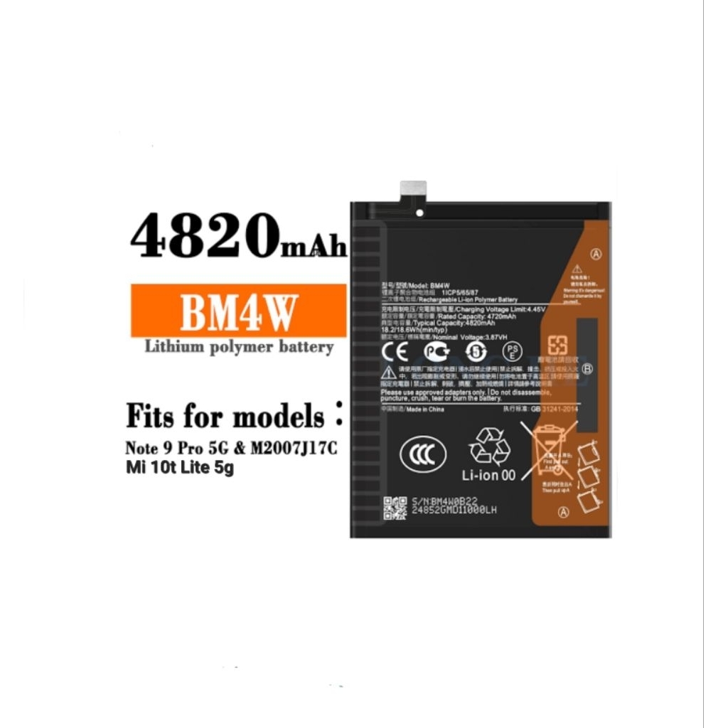 BATERAI BATRE BM4W REDMI NOTE 9 PRO 5G MI 10T LITE 5G OR