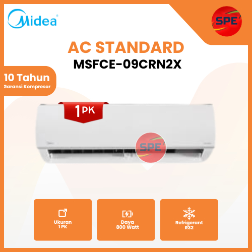 AC 1 PK MIDEA STANDARD MSFCE-09CRN2X GARANSI RESMI (MEDAN)